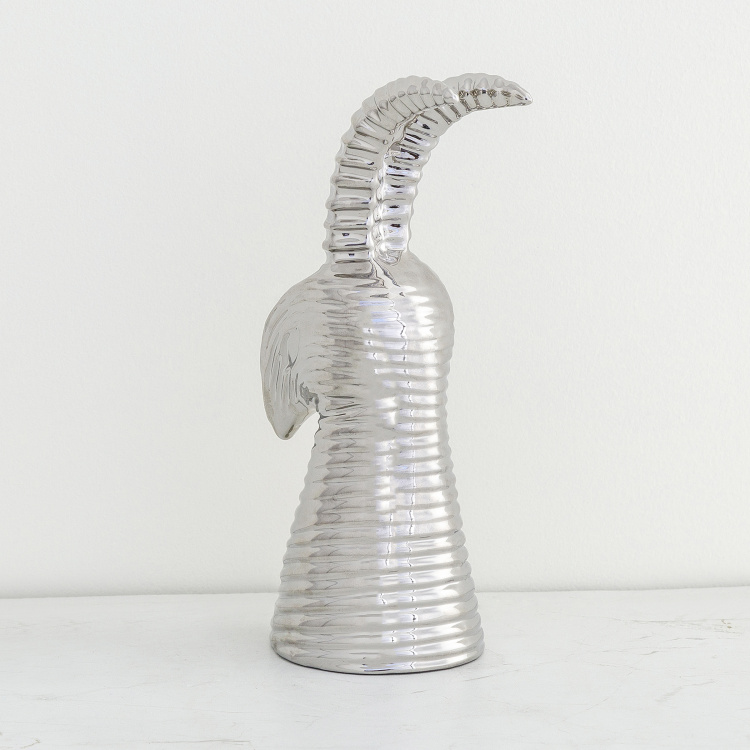 Country Living Textured- Single Pc. Deer Head Figurine - Ceramic - Silver