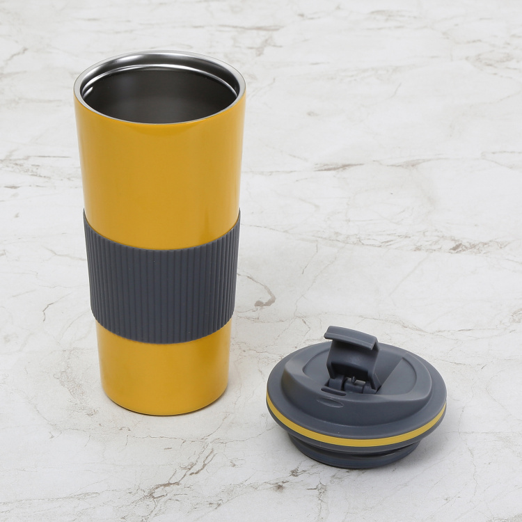 Atlantis Solid  Travel Tumbler with Silicone Polypropylene Travel Tumbler with Silicone - 22 cm  H x 8 cm - 500ml - Yellow