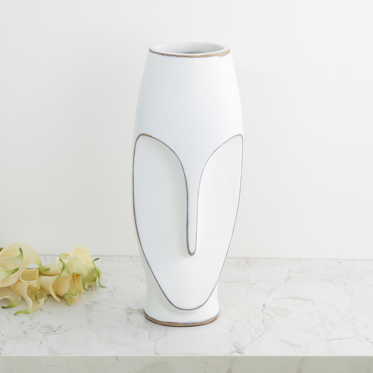 Marshmallow Face Mask-Shaped Polyresin Flower Vase - 15 cm L x 40 cm H