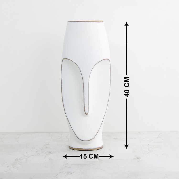 Marshmallow Face Mask-Shaped Polyresin Flower Vase - 15 cm L x 40 cm H