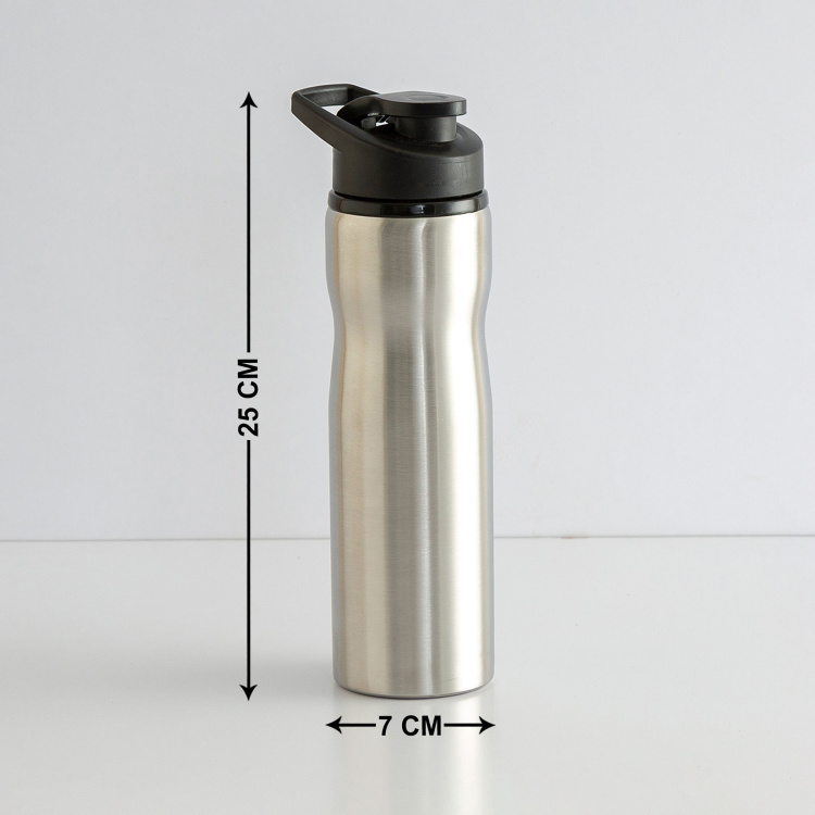 Atlantis-Caspian Solid Bottles - Stainless Steel -  Water Bottle - 25 cm  H x 7 cm - 750ml - Silver