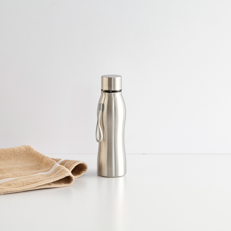 Atlantis-Caspian Solid Bottles - Stainless Steel - Water Bottle - 24 cm H x 8 cm - 600ml - Silver