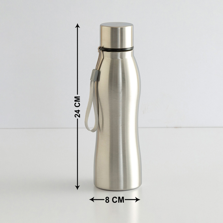 Atlantis-Caspian Solid Bottles - Stainless Steel - Water Bottle - 24 cm H x 8 cm - 600ml - Silver