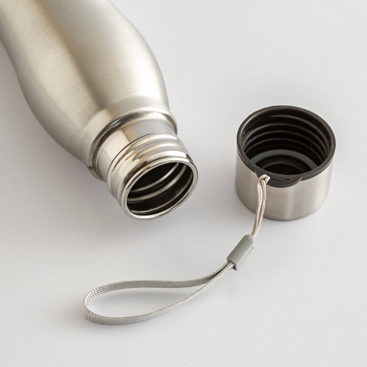 Atlantis-Caspian Solid Bottles - Stainless Steel - Water Bottle - 24 cm H x 8 cm - 600ml - Silver
