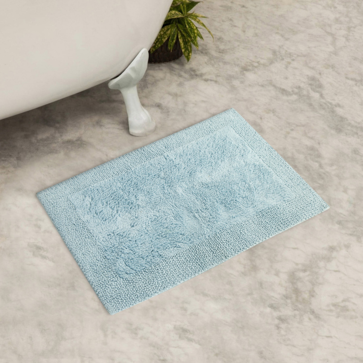 Organic Plush Solid Single Pc. Bath Mat - 70 cm x 45 cm - Polyester - Blue
