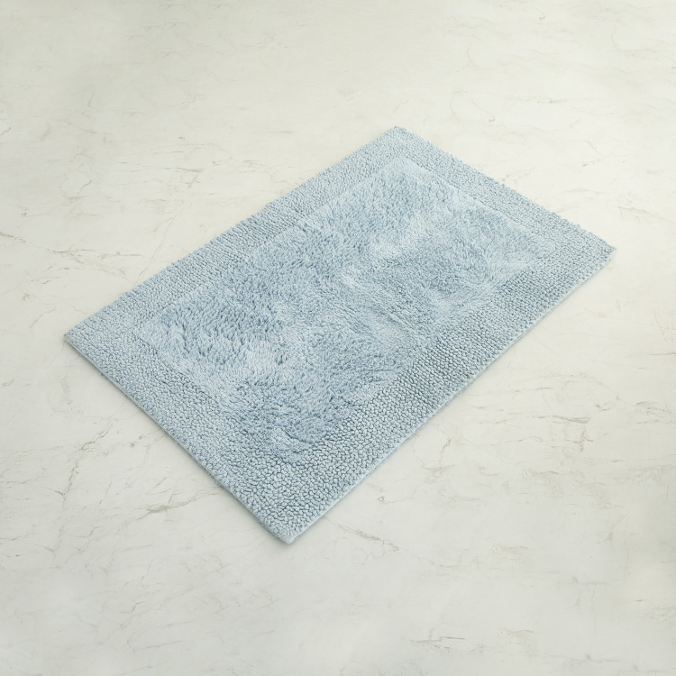 Organic Plush Solid Single Pc. Bath Mat - 70 cm x 45 cm - Polyester - Blue