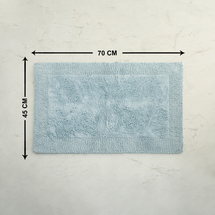 Organic Plush Solid Single Pc. Bath Mat - 70 cm x 45 cm - Polyester - Blue