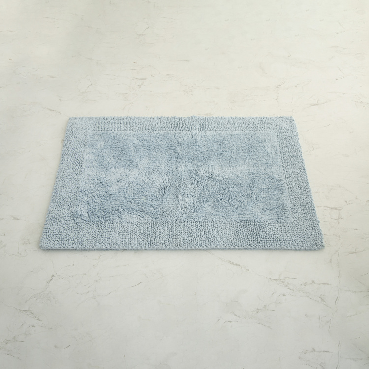 Organic Plush Solid Single Pc. Bath Mat - 70 cm x 45 cm - Polyester - Blue