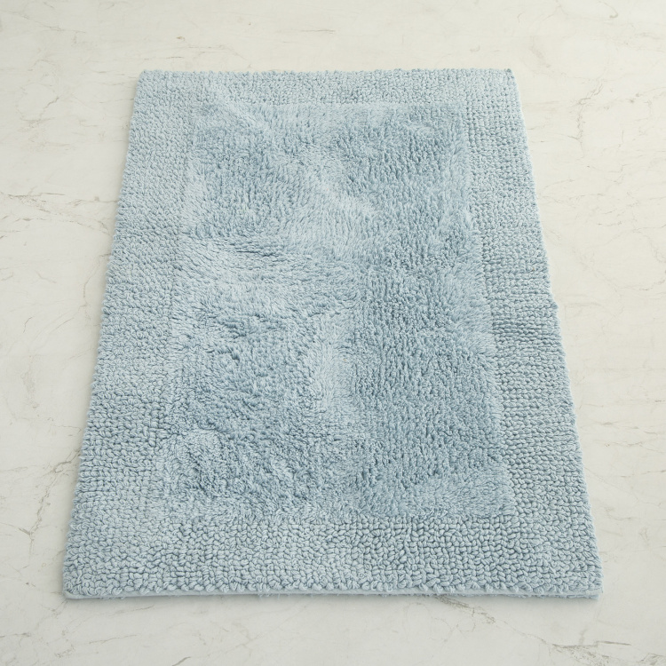 Organic Plush Solid Single Pc. Bath Mat - 70 cm x 45 cm - Polyester - Blue