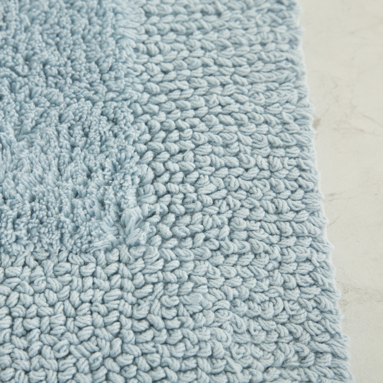 Organic Plush Solid Single Pc. Bath Mat - 70 cm x 45 cm - Polyester - Blue