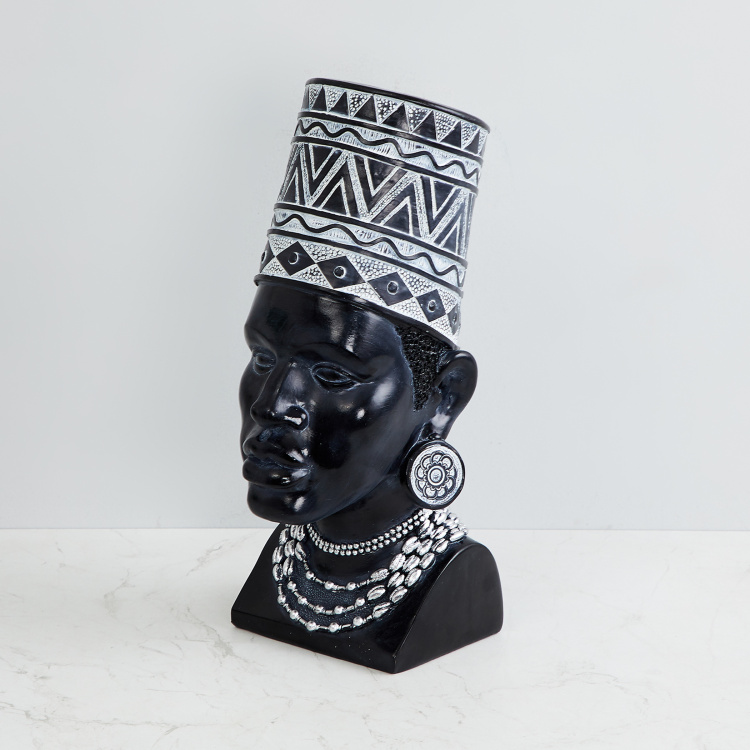 Tribal Printed Lady Head Figurine