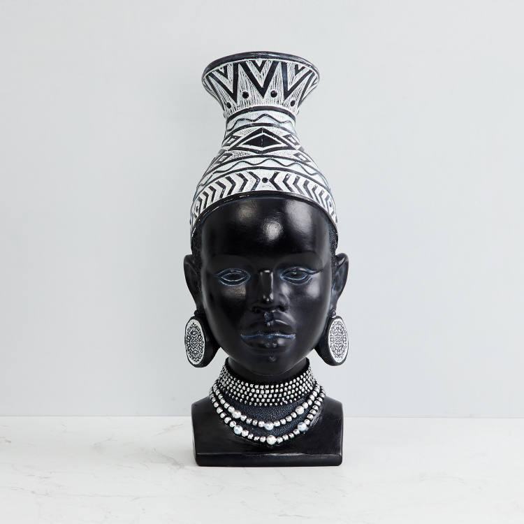 Tribal Monochrome Lady Head Figurine