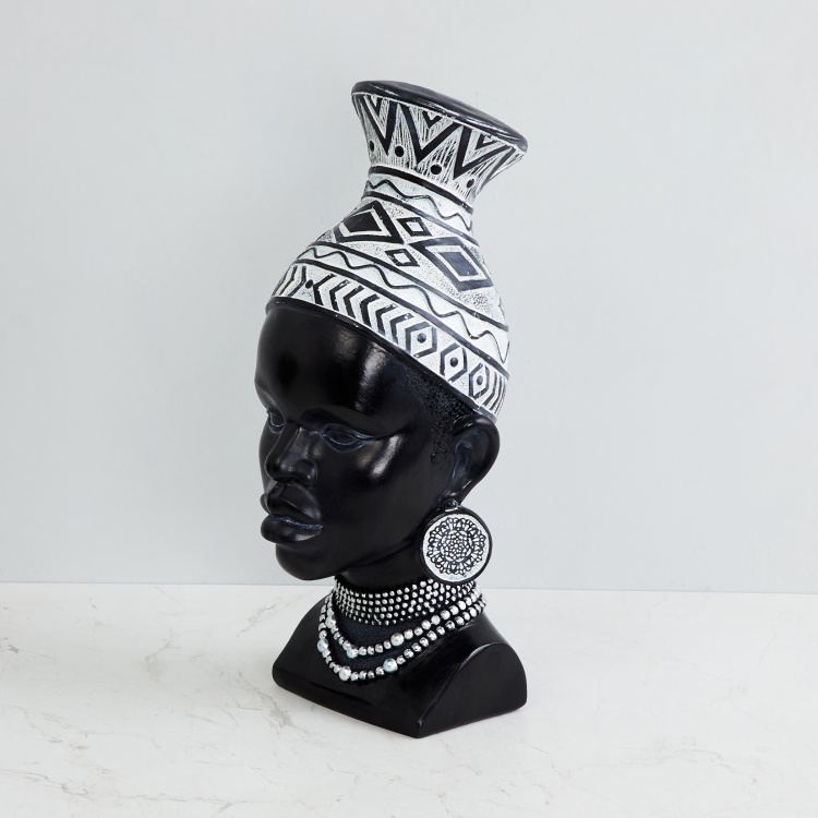 Tribal Monochrome Lady Head Figurine