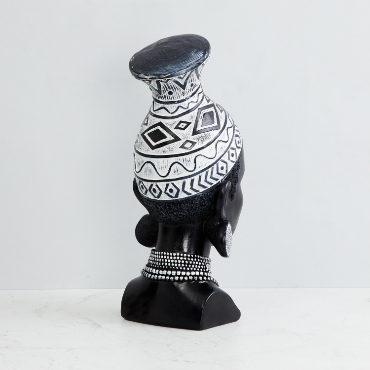Tribal Monochrome Lady Head Figurine
