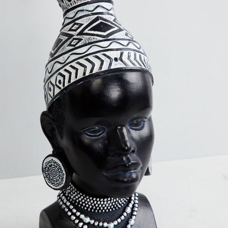 Tribal Monochrome Lady Head Figurine