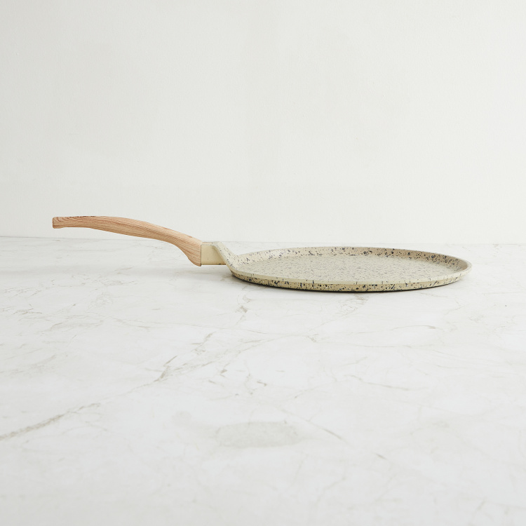 Marshmallow Granite Coated Crepe Pan with Triple Wood Handle