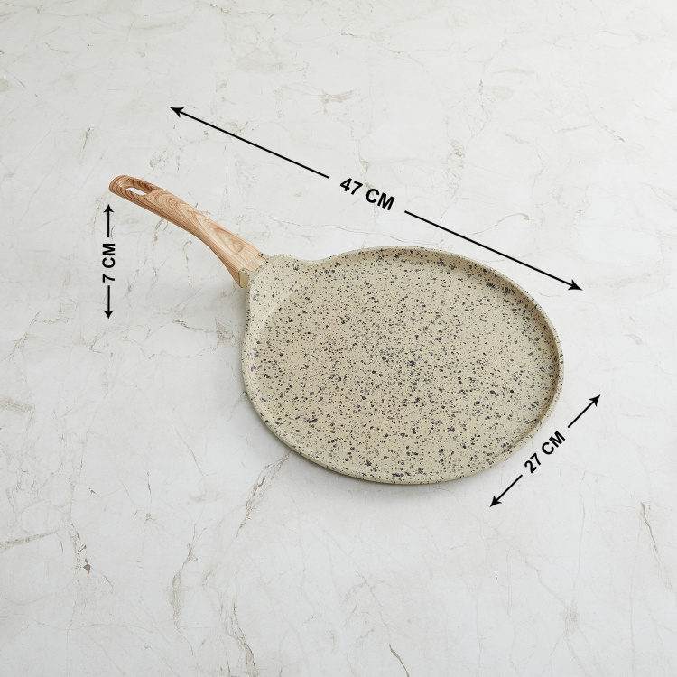 Marshmallow Granite Coated Crepe Pan with Triple Wood Handle