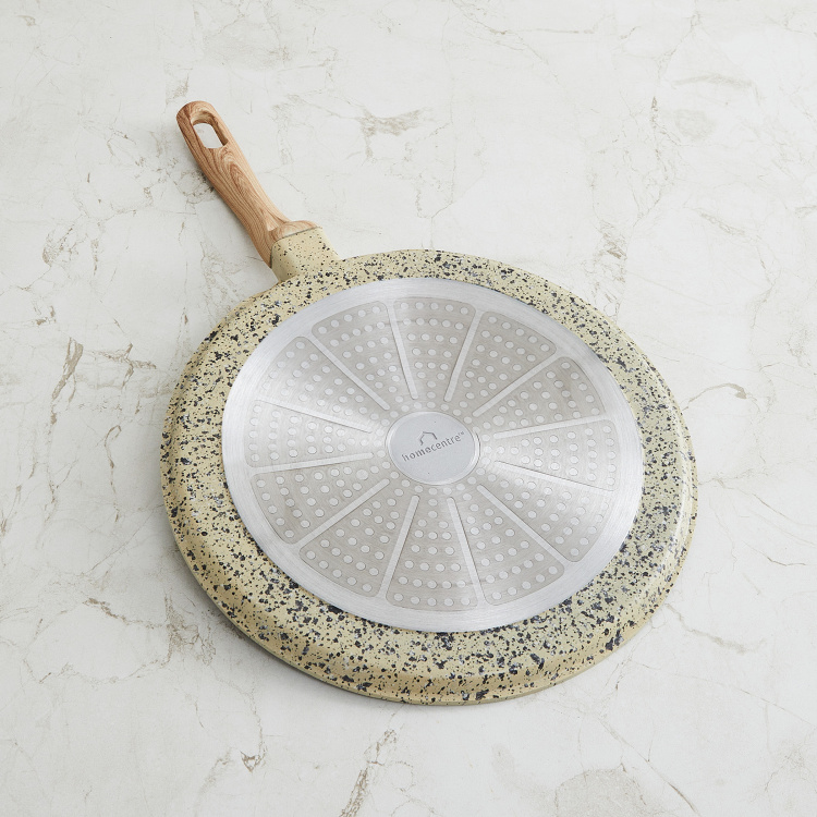 Marshmallow Granite Coated Crepe Pan with Triple Wood Handle