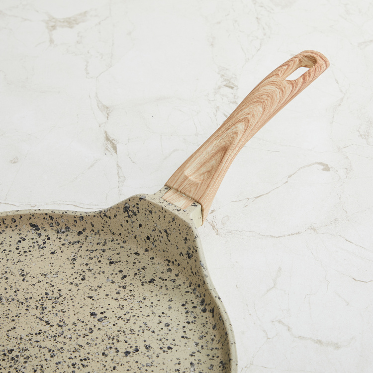 Marshmallow Granite Coated Crepe Pan with Triple Wood Handle