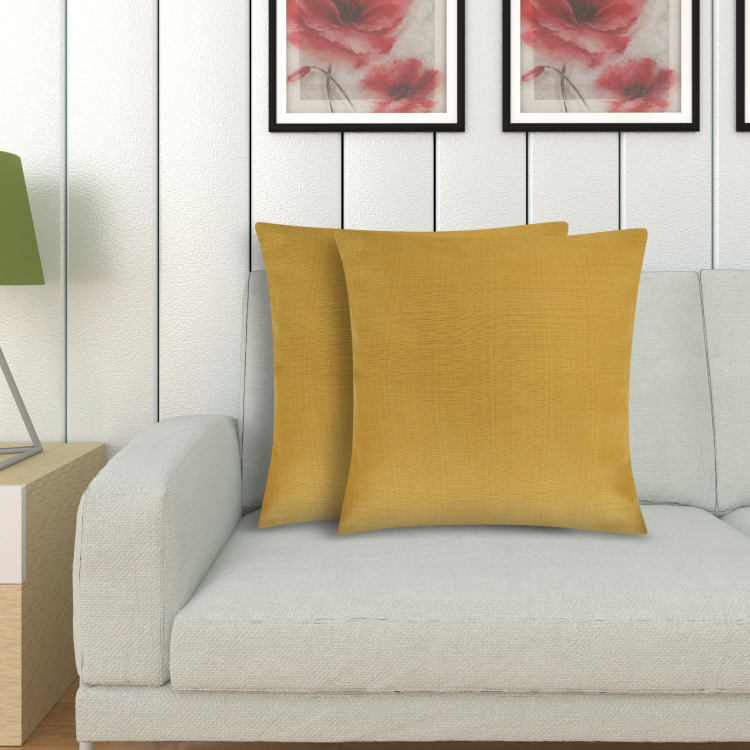 Colour Connect Solid Polyester Cushion Cover : 40 cm x 40 cm Yellow