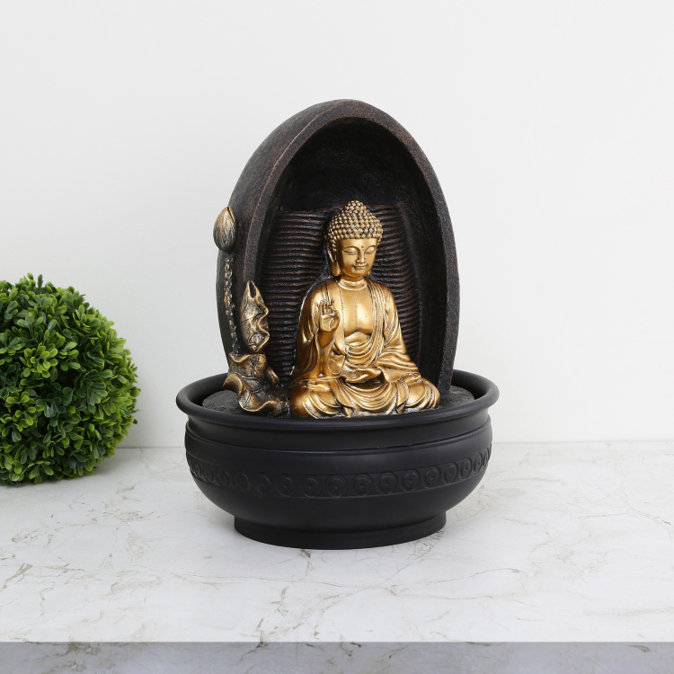 Alpine-Fountain Single Pc. Buddha with Flower Fountain - Plastic - Multicolour