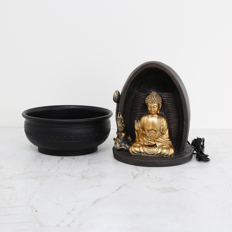 Alpine-Fountain Single Pc. Buddha with Flower Fountain - Plastic - Multicolour