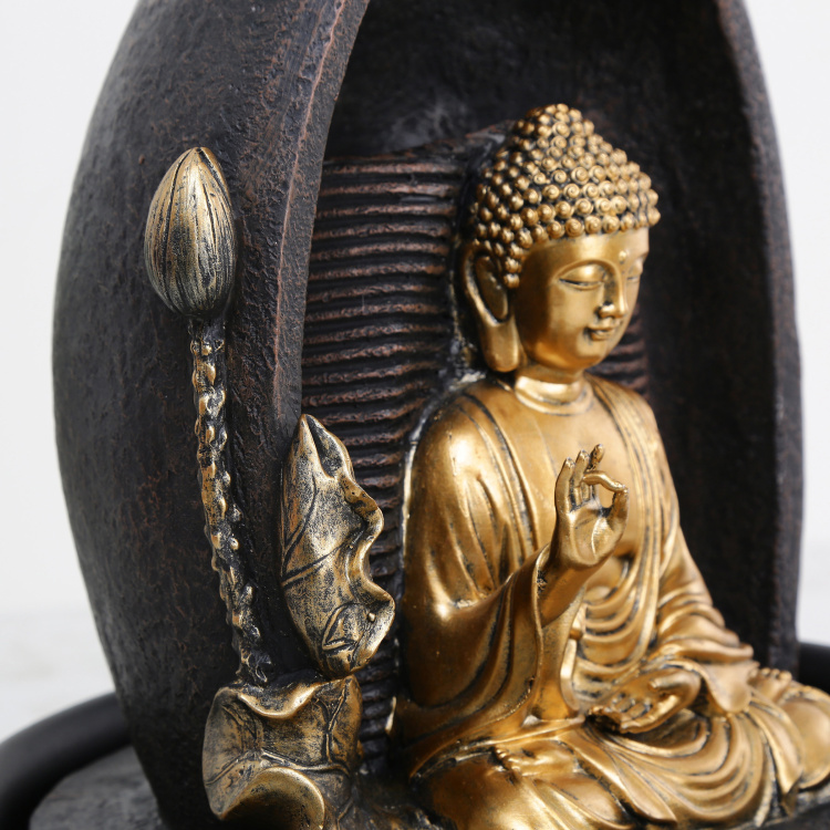 Alpine-Fountain Single Pc. Buddha with Flower Fountain - Plastic - Multicolour