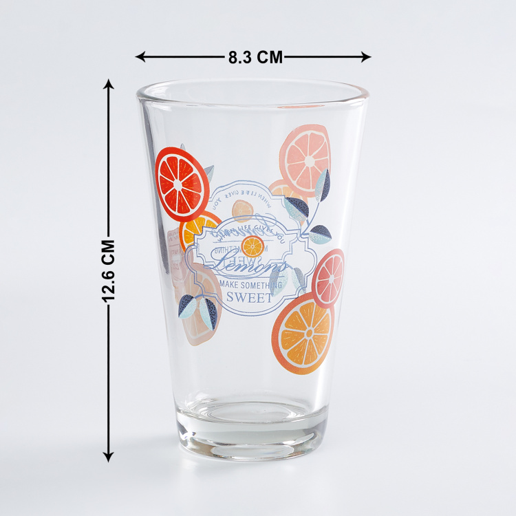 Raisa-Fruit Saga Printed Glasses & Tumblers - Glass - Juice - Glass - 12.6 cm H x 8.3 cm - Transparent