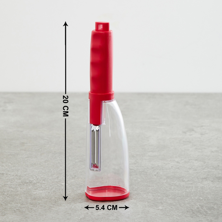 Rosemary Printed Graters and Peelers - Glass - Peeler with Storage 5.4 cm L x 20 cm H -Red