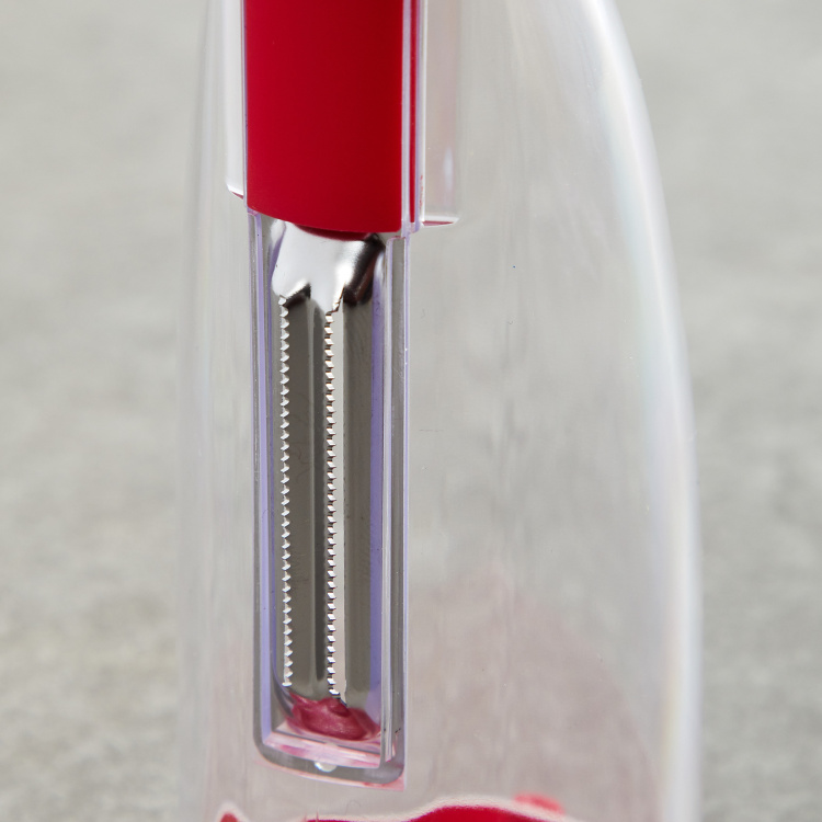 Rosemary Printed Graters and Peelers - Glass - Peeler with Storage 5.4 cm L x 20 cm H -Red