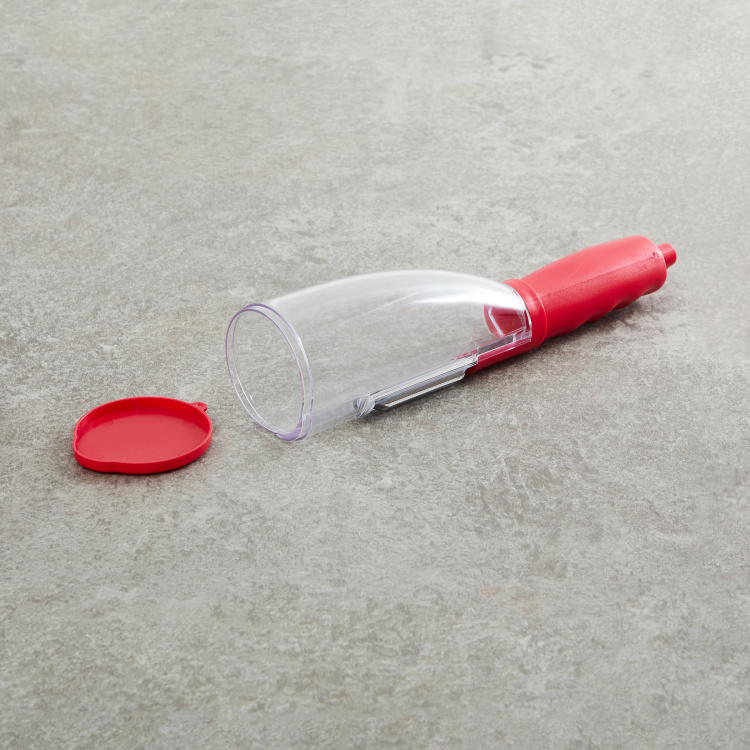 Rosemary Printed Graters and Peelers - Glass - Peeler with Storage 5.4 cm L x 20 cm H -Red