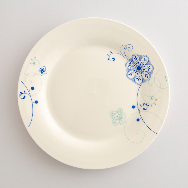 Prestine Printed Porcelain Microwave Safe Dinner Set - Blue