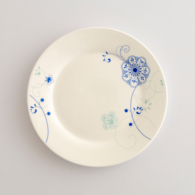 Prestine Printed Porcelain Microwave Safe Dinner Set - Blue