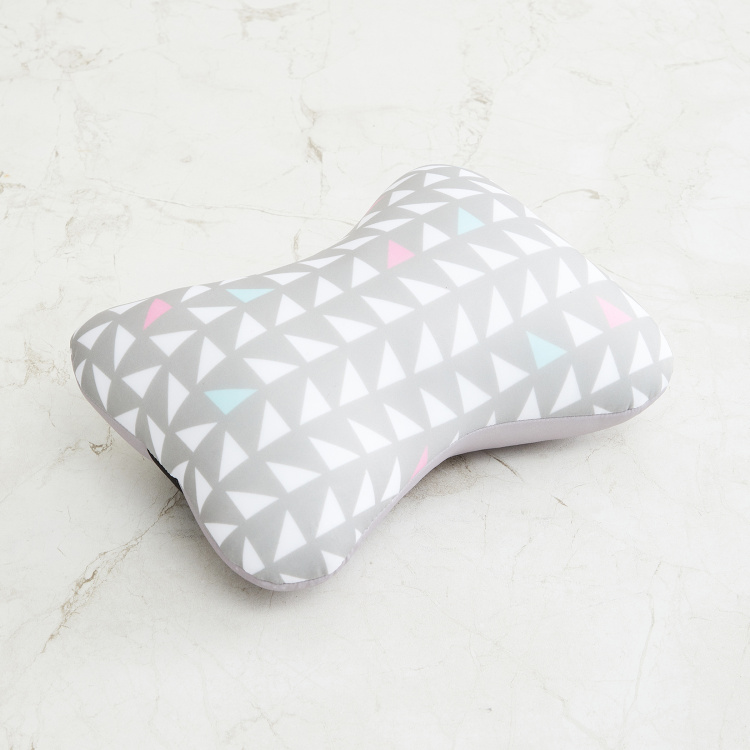 Travel Printed Polyester Bean filled Bone Shaped Pillow  : 25 cm x 19 cm x 5 cmH Multicolour