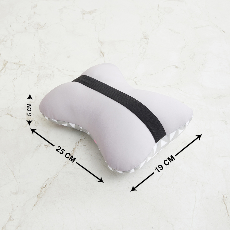 Travel Printed Polyester Bean filled Bone Shaped Pillow  : 25 cm x 19 cm x 5 cmH Multicolour