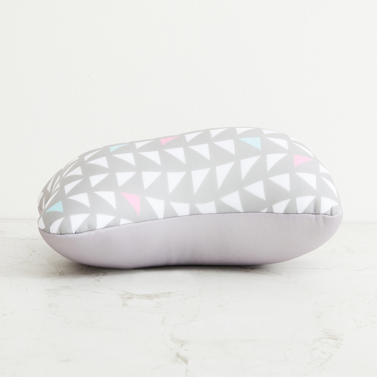 Travel Printed Polyester Bean filled Bone Shaped Pillow  : 25 cm x 19 cm x 5 cmH Multicolour