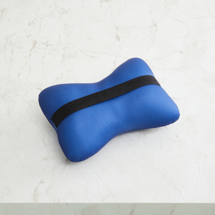 Travel Solid Memory Foam Bone Pillow - Single Pc. -Polyester - 24 cm x 18 cm x 9 cmH - Blue