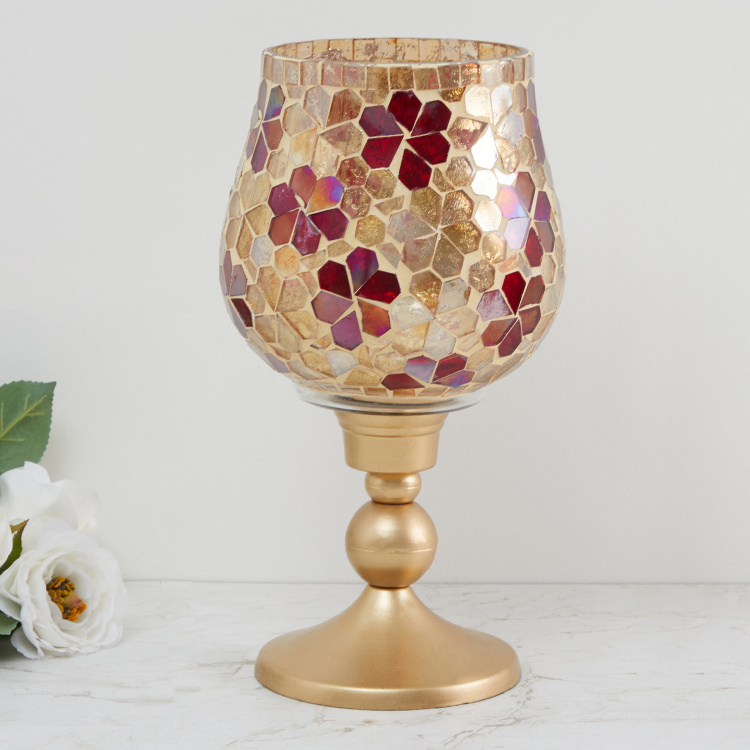 Galaxy Mabel Floral Mosaic Hurricane Lamp