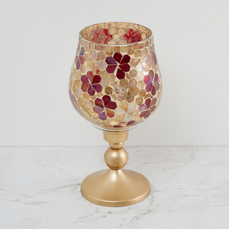Galaxy Mabel Floral Mosaic Hurricane Lamp