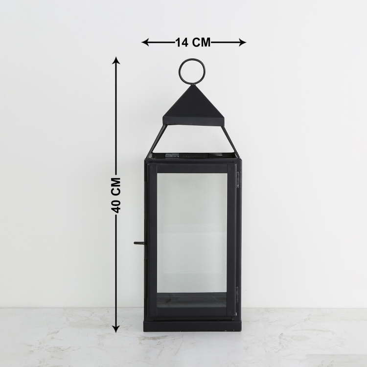 Selena Solid Hanging Metal - Lantern : 14 cm  L x 14 cm  W x 40 cm  H - Black