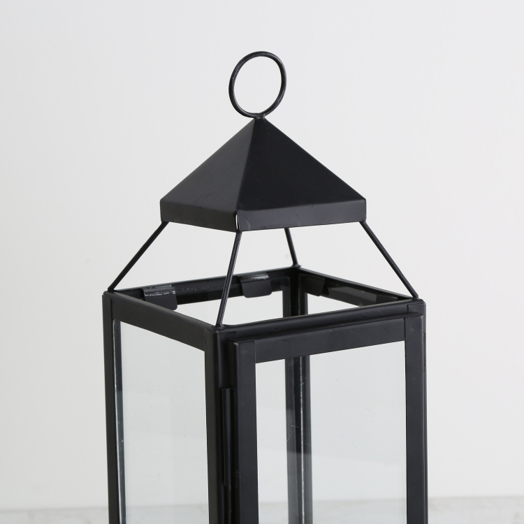 Selena Solid Hanging Metal - Lantern : 14 cm  L x 14 cm  W x 40 cm  H - Black