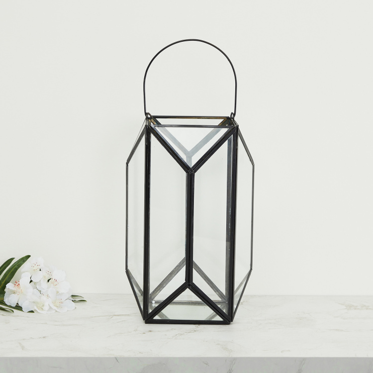 Selena Solid Hanging Metal - Lantern : 18 cm L x 18 cm W x 40 cm H - Black