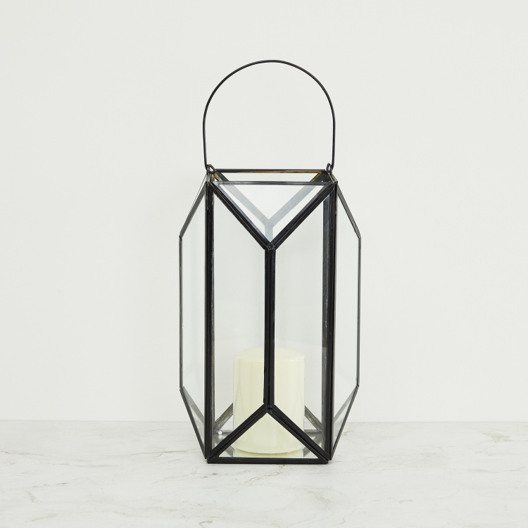 Selena Solid Hanging Metal - Lantern : 18 cm L x 18 cm W x 40 cm H - Black