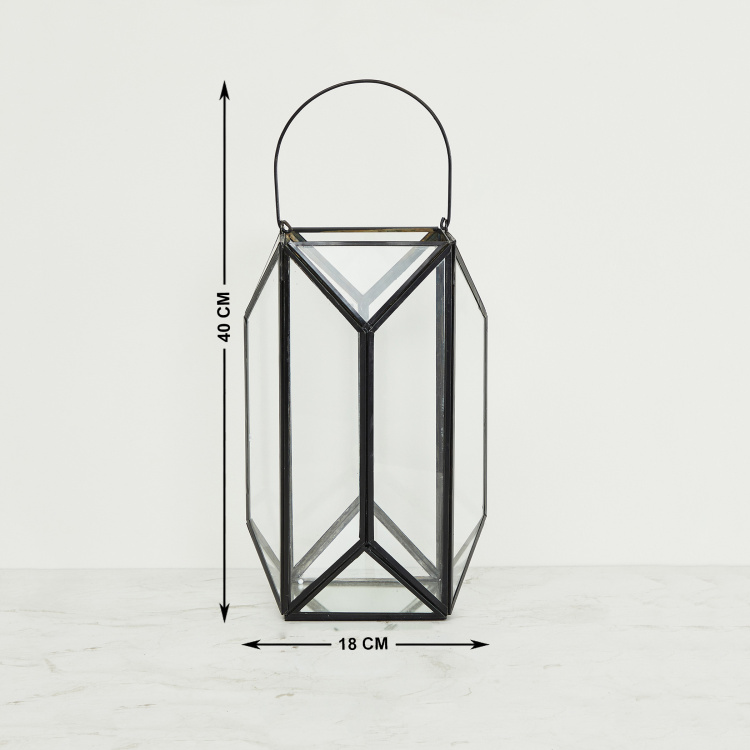 Selena Solid Hanging Metal - Lantern : 18 cm L x 18 cm W x 40 cm H - Black