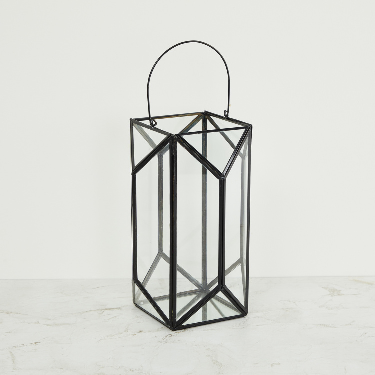 Selena Solid Hanging Metal - Lantern : 18 cm L x 18 cm W x 40 cm H - Black