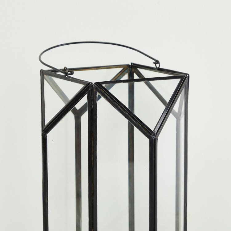 Selena Solid Hanging Metal - Lantern : 18 cm L x 18 cm W x 40 cm H - Black