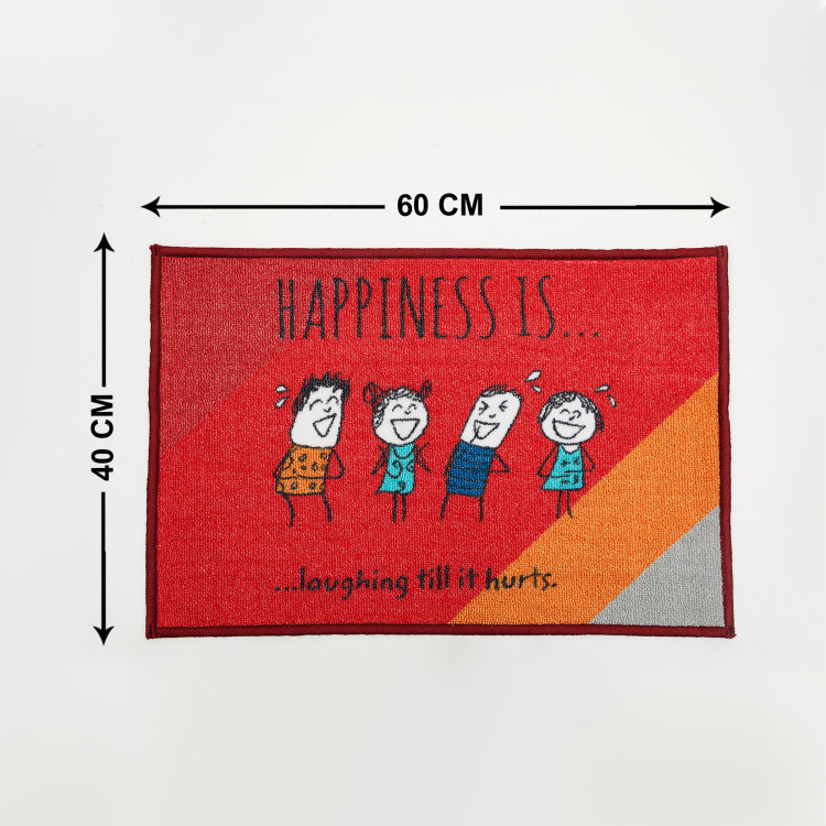 Happiness Jacquard Nylon Tufted Doormat  : 40 cm x 60 cm Red