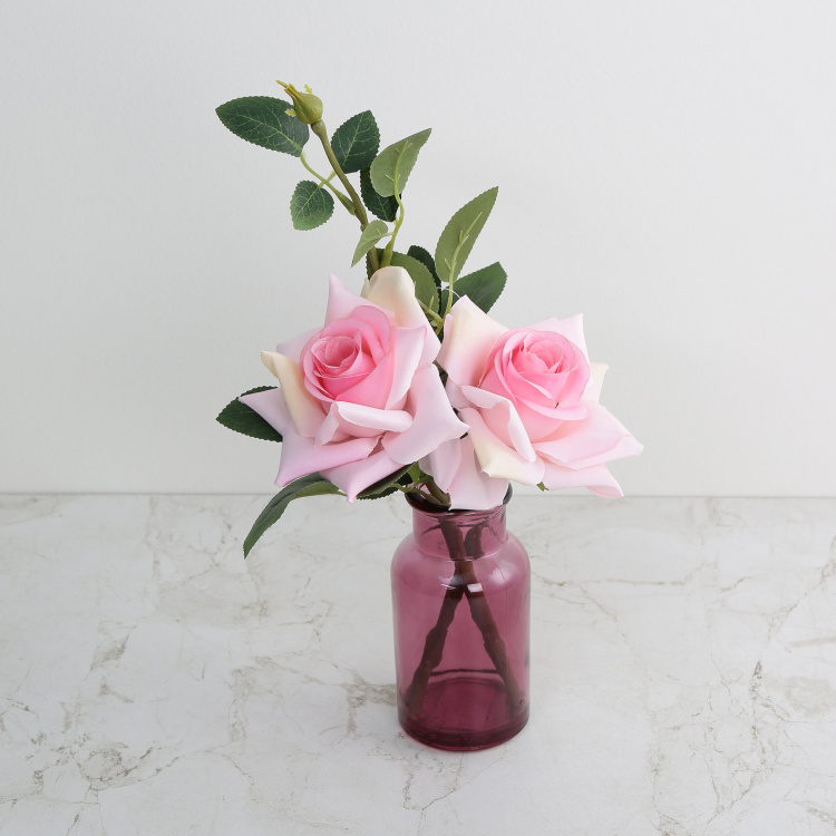 Gardenia Rose Artificial Flower in Glass Bottle