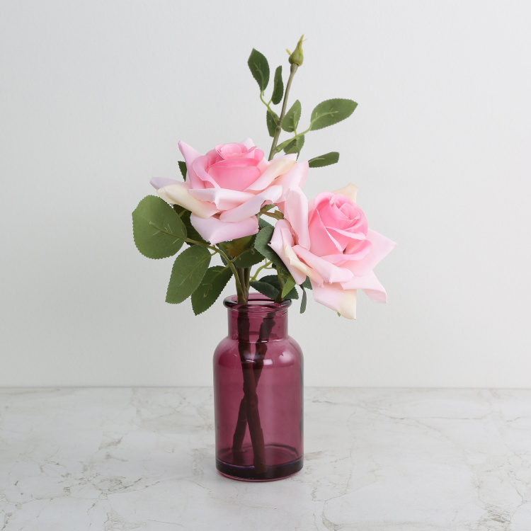 Gardenia Rose Artificial Flower in Glass Bottle