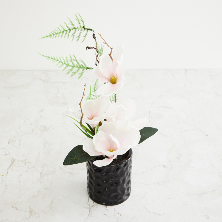 Gardenia Magnolia Artificial Flowers in Ceramic Pot